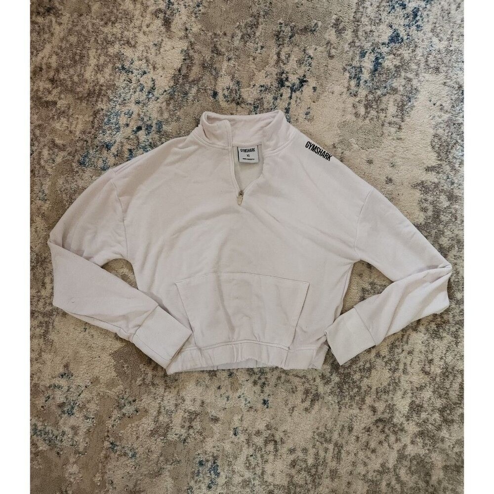Gymshark Women's Size XS White Long Sleeve Cropped 1/4 Zip Pullover